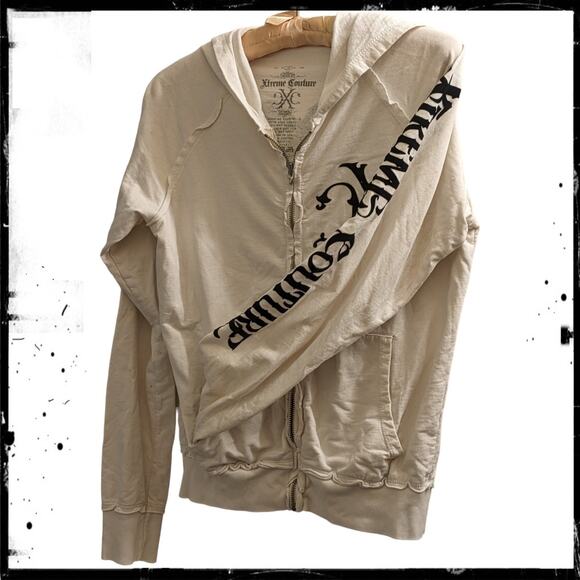 XTREME COUTURE Zip Up Hoodie Sweatshirt
Velvet Print Eagle Spellout Sleeve y2k - Picture 4 of 10